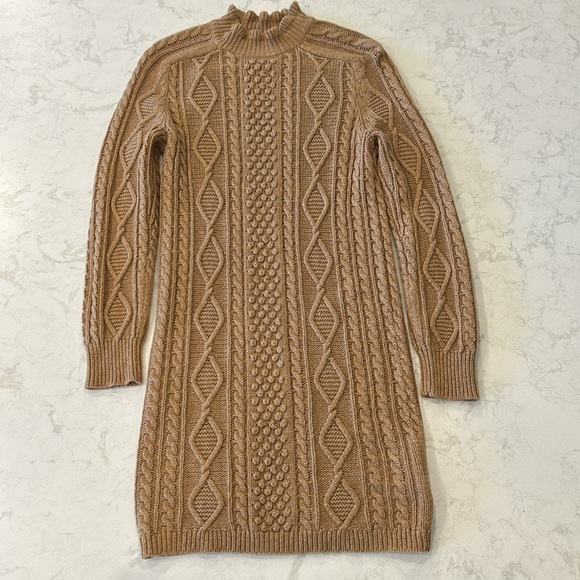 J Crew Cable Knit Sweater Mini Lambswool Dress in Tan Regency Small - Picture 13 of 15